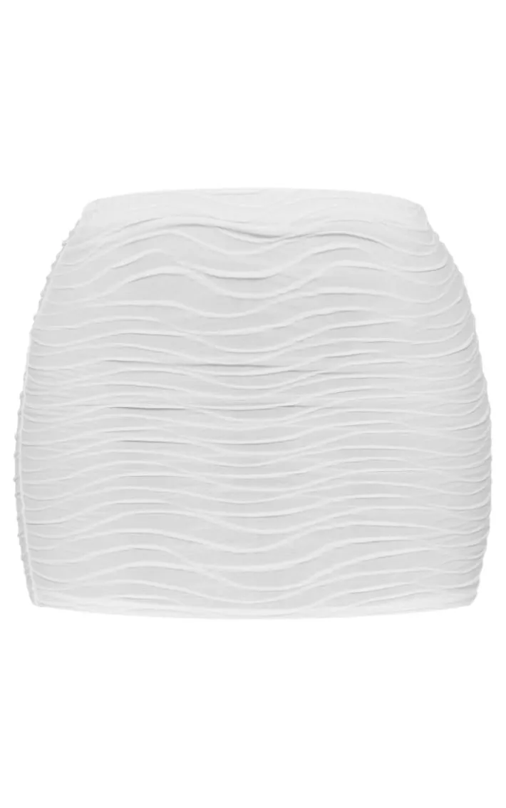 Petite White Textured Mini Skirt
