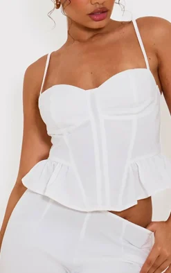 Petite White Woven Strappy Corset