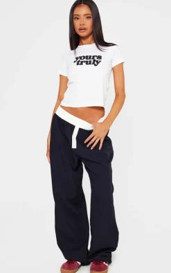 Petite White Yours Truly Graphic Fitted Top