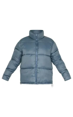 Petrol Shell Quilted Puffer Coat