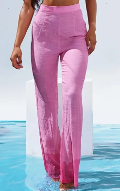 Pink Linen Look Beach Pants