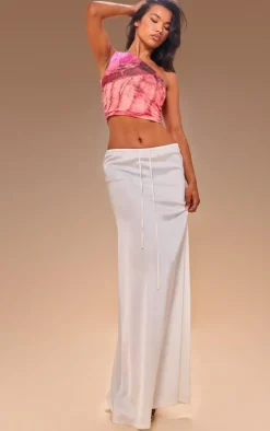 Pink Asymmetric Printed Crop Top