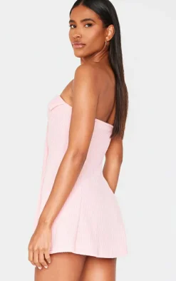 Pink Bandeau Bow Detail Bodycon Dress