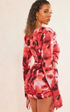 Pink Blurred Ink Chiffon Beach Set