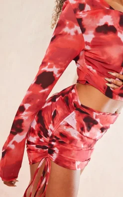 Pink Blurred Ink Chiffon Beach Set