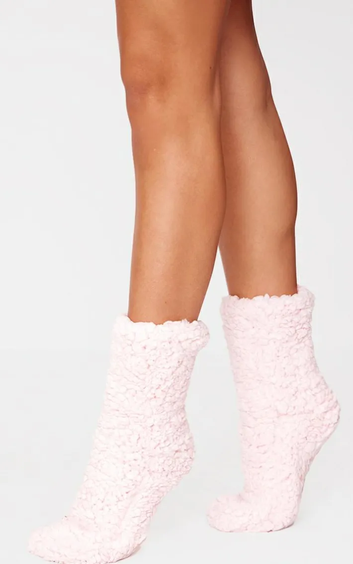 Pink Borg Cosy Slipper Socks