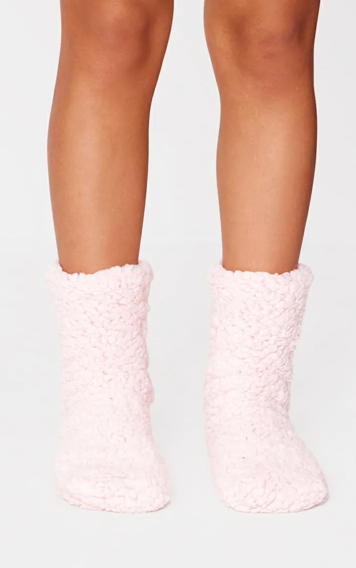 Pink Borg Cosy Slipper Socks
