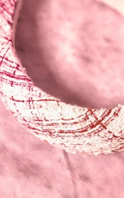 Pink Boucle Check Padded Headband