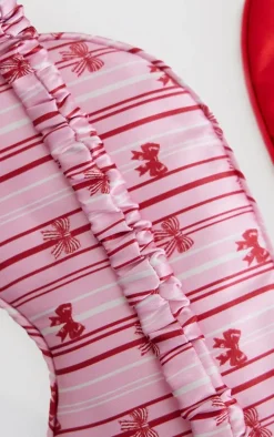 Pink Bow Print Satin Eye Mask