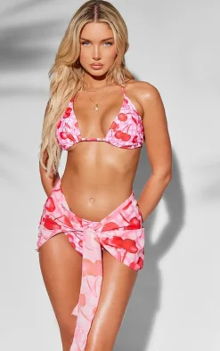 Pink Cherry Print One Beach Sarong