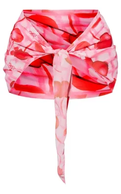 Pink Cherry Print One Beach Sarong