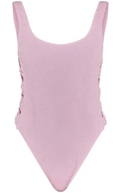 Pink Crinkle Bow Side Swimsuit