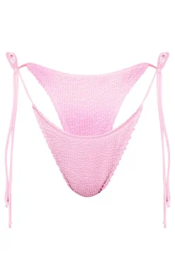 Pink Crinkle Tie Side Bikini Bottoms