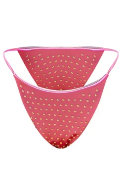 Pink Diamante Tanga Bikini Bottoms