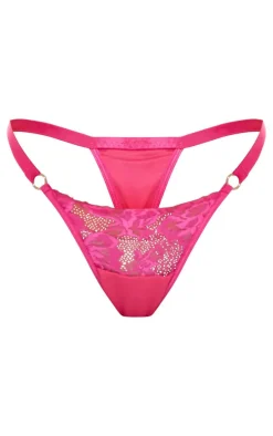 Pink Eyelash Lace Thong