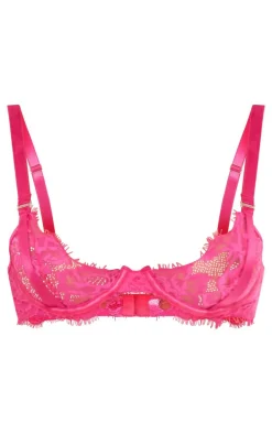 Pink Eyelash Lace Underwired Bra