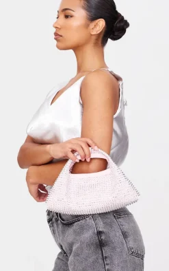 Pink Faux Suede Diamante Stud Grab Bag