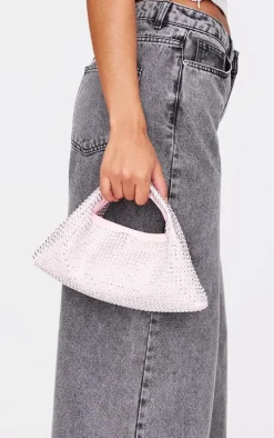 Pink Faux Suede Diamante Stud Grab Bag