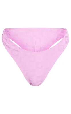 Pink Floral Check Boomerang Thong Bikini Bottoms