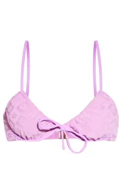 Pink Floral Check Ruched Underwired Bikini Top