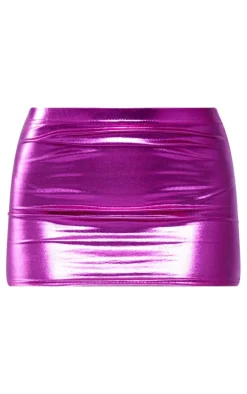 Pink Foil Low Rise Micro Mini Skirt