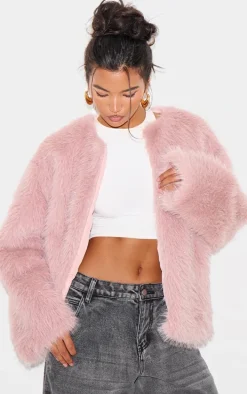 Pink Glitter Faux Fur Coat