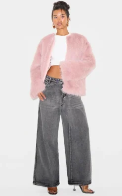 Pink Glitter Faux Fur Coat