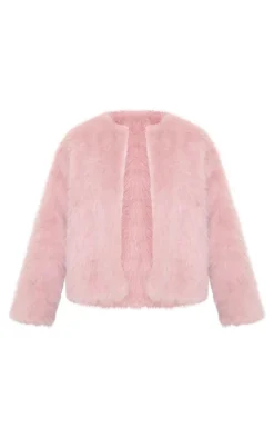 Pink Glitter Faux Fur Coat