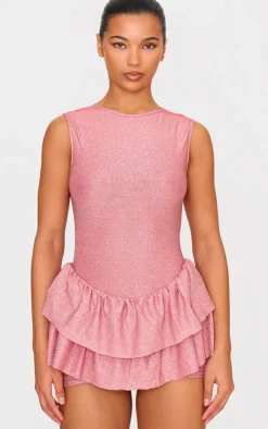Pink Glitter Rara Skort Romper