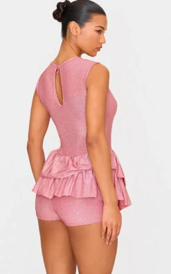 Pink Glitter Rara Skort Romper
