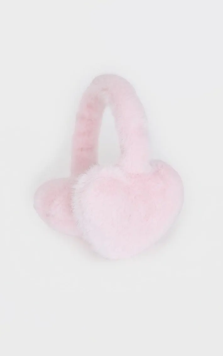 Pink Heart Faux Fur Ear Muffs