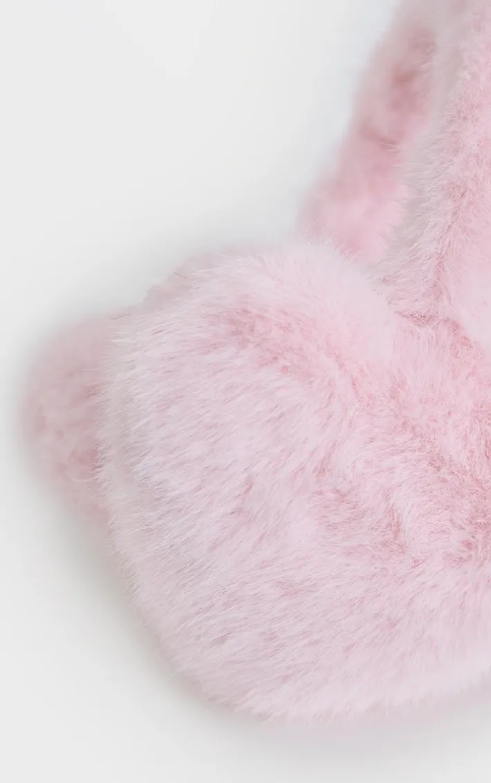 Pink Heart Faux Fur Ear Muffs