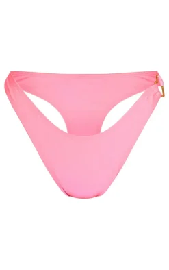 Pink Heart Trim High Leg Bikini Bottoms