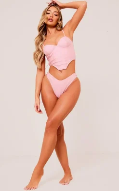 Pink High Leg Bikini Bottoms