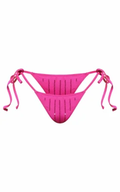 Pink Hot Fix Tie Side Bikini Bottoms