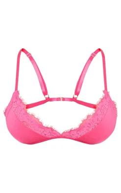 Pink Jersey Lace Trim Bralette