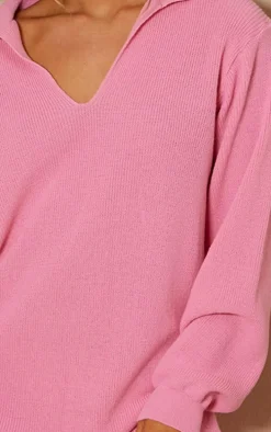 Pink Knitted Oversized Romper