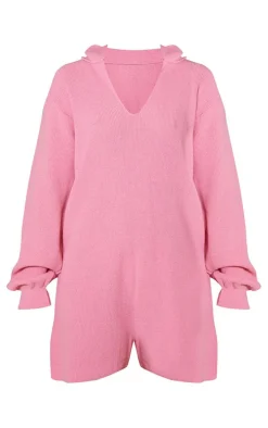 Pink Knitted Oversized Romper