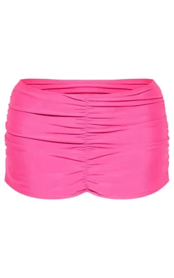 Pink Low Rise Ruched Swim Skirt