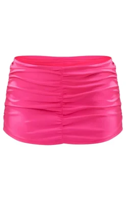 Pink Low Rise Ruched Swim Skirt