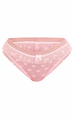 Pink Mesh Heart Detail Frill Panties