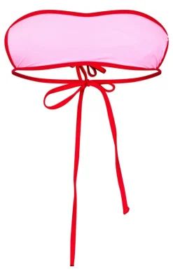 Pink Micro Bandeau Contrast Bikini Top