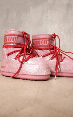 Pink Moon Boot Icon Low Glitter