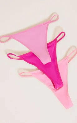 Pink Multi Microfibre Thong 3 Pack