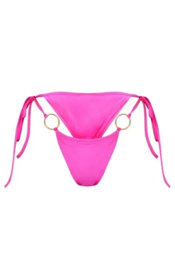 Pink O Ring Tie Side Bikini Bottoms