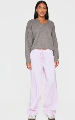 Pink Pinstripe Low Rise Drawstring Waist Pants