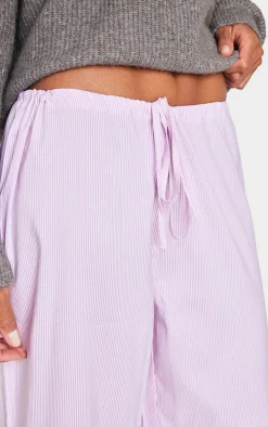 Pink Pinstripe Low Rise Drawstring Waist Pants