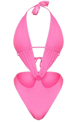 Pink Plunge O Ring Cut Out Swimsuit
