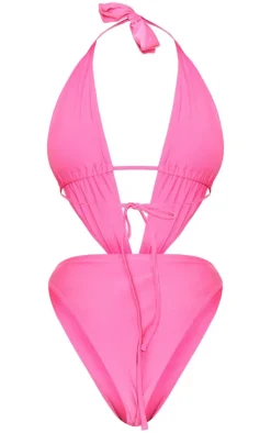 Pink Plunge O Ring Cut Out Swimsuit