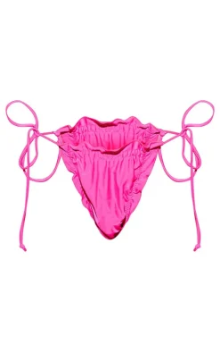 Pink Ruched Frill Bikini Bottoms